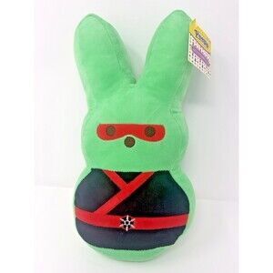 Peeps Bunny Rabbit Green Plush Stuffed Animal Toy Easter 13" Ninja Red Black